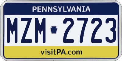 PA license plate MZM2723