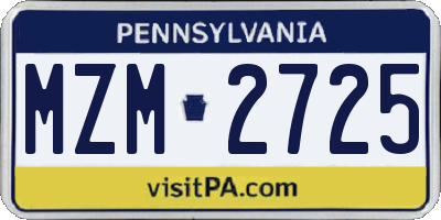 PA license plate MZM2725