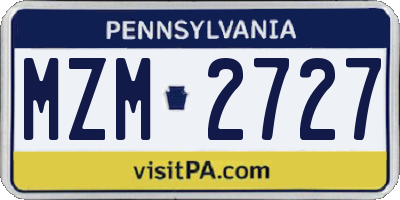 PA license plate MZM2727