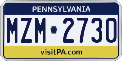 PA license plate MZM2730