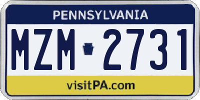 PA license plate MZM2731