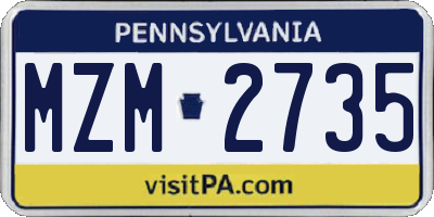PA license plate MZM2735