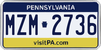 PA license plate MZM2736