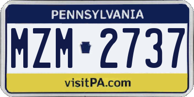 PA license plate MZM2737