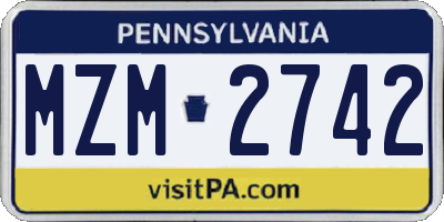 PA license plate MZM2742