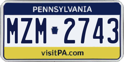 PA license plate MZM2743