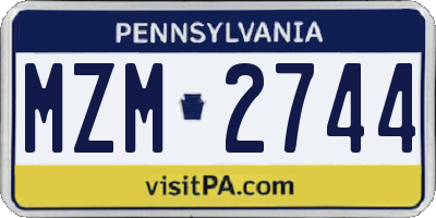 PA license plate MZM2744