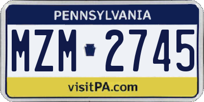 PA license plate MZM2745