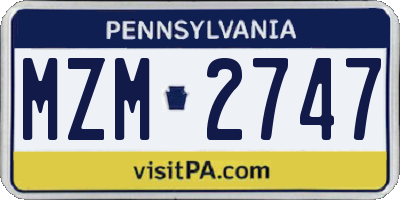 PA license plate MZM2747