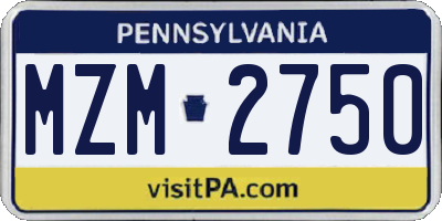 PA license plate MZM2750