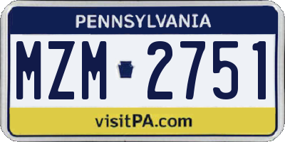 PA license plate MZM2751