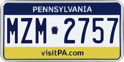 PA license plate MZM2757