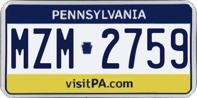 PA license plate MZM2759