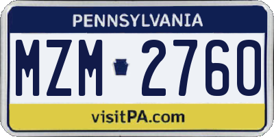 PA license plate MZM2760
