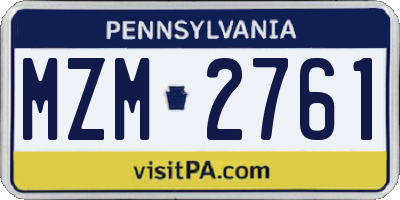 PA license plate MZM2761