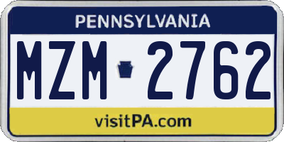 PA license plate MZM2762