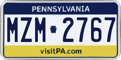 PA license plate MZM2767