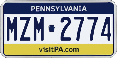 PA license plate MZM2774
