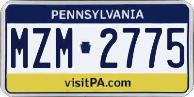 PA license plate MZM2775