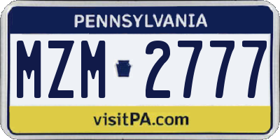 PA license plate MZM2777