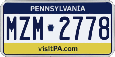 PA license plate MZM2778