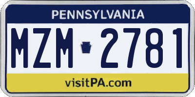 PA license plate MZM2781