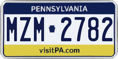 PA license plate MZM2782