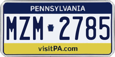 PA license plate MZM2785
