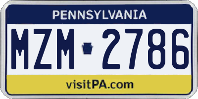 PA license plate MZM2786