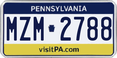 PA license plate MZM2788