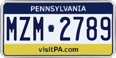 PA license plate MZM2789