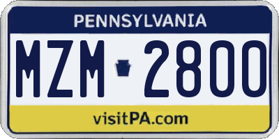 PA license plate MZM2800