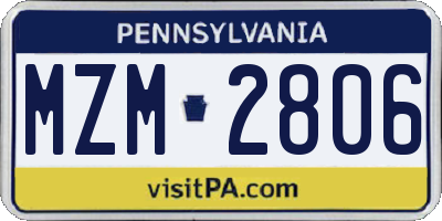 PA license plate MZM2806