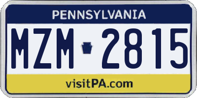 PA license plate MZM2815