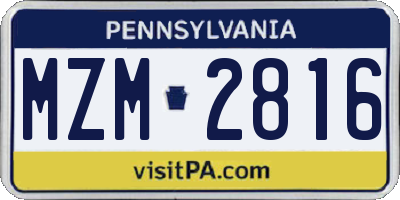 PA license plate MZM2816
