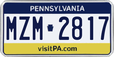 PA license plate MZM2817