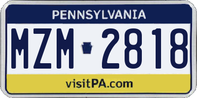 PA license plate MZM2818