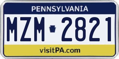 PA license plate MZM2821