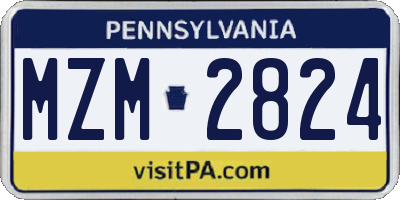 PA license plate MZM2824