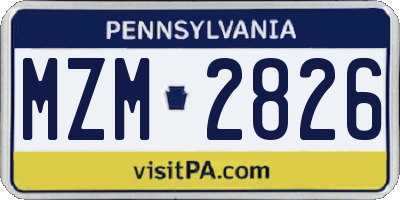 PA license plate MZM2826