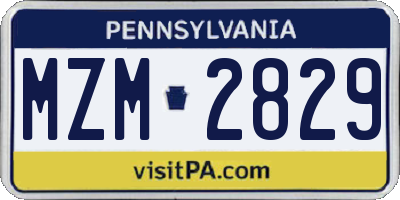 PA license plate MZM2829