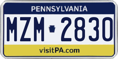 PA license plate MZM2830