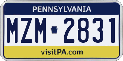 PA license plate MZM2831