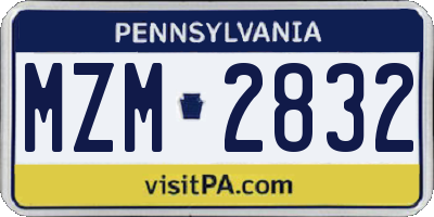 PA license plate MZM2832
