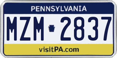 PA license plate MZM2837