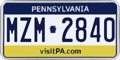 PA license plate MZM2840