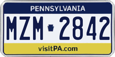 PA license plate MZM2842