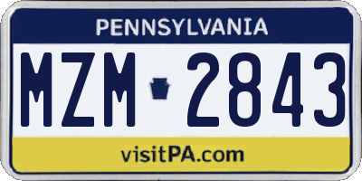 PA license plate MZM2843