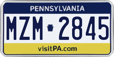 PA license plate MZM2845