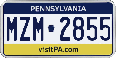 PA license plate MZM2855